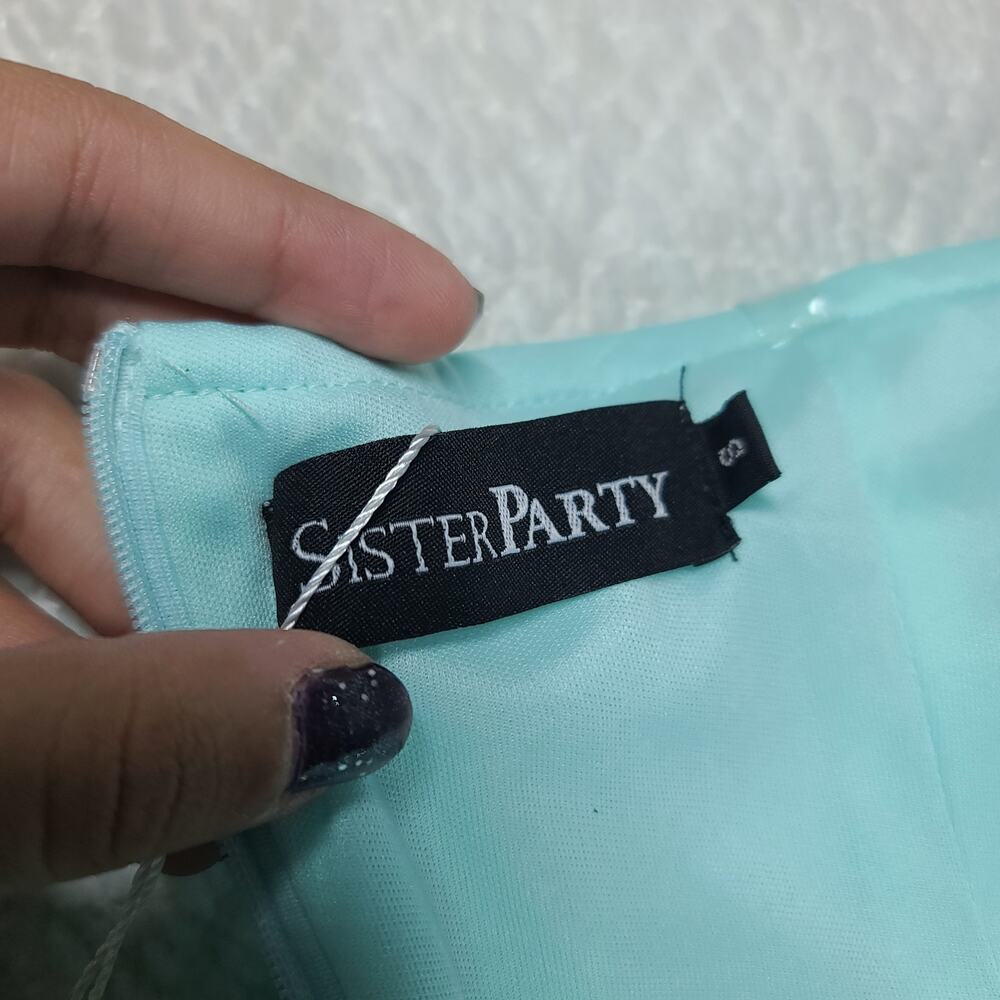 Mermaidcore Sequin aqua mini party dress zipper back Size Small Homecoming - Picture 6 of 11